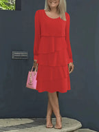 Pleated Cake Midi Dress
