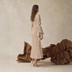 Pleated One-Shoulder Fitted Dress for Women in Khaki
