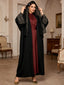 Black Embroidered Robe Dress with Headscarf
