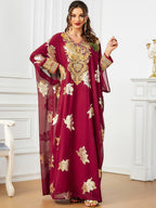 Red Chiffon Two-Piece Maxi Dress