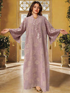 Embroidered Mesh Maxi Dress
