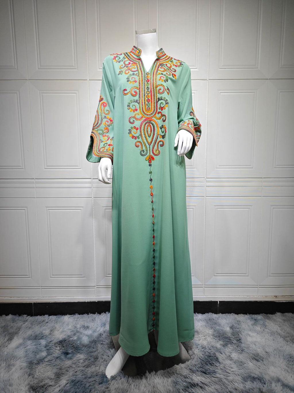 Embroidered Pullover Maxi Dress