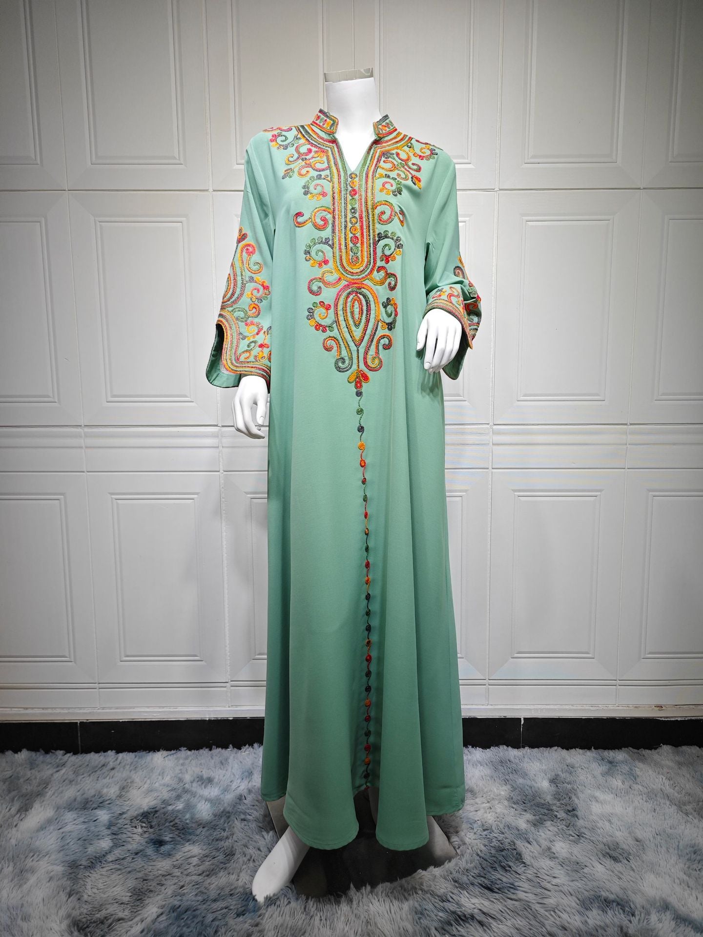 Embroidered Pullover Maxi Dress