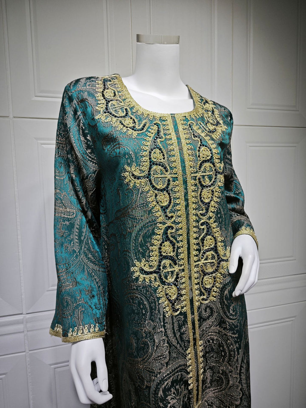 Lace-Up Kaftan Maxi Dress