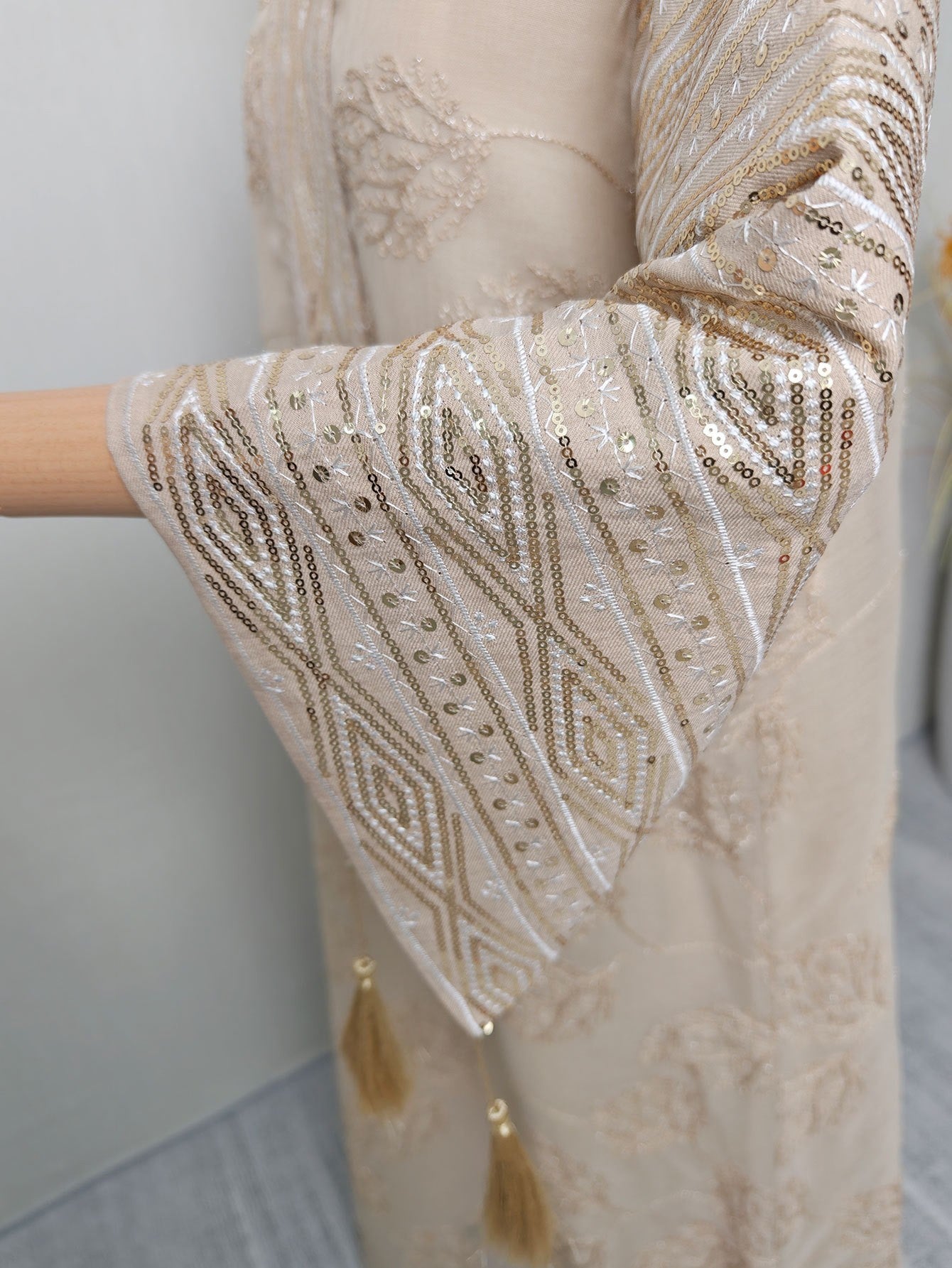 Long-Sleeve Embroidered Floral Maxi Dress