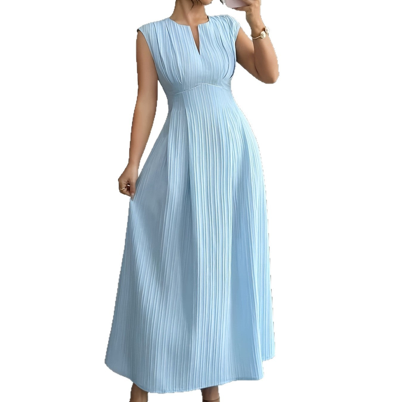 Sleeveless V-Neck A-Line Maxi Dress