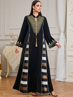 Black Embroidered Robe Maxi Dress