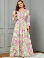 Floral Lace-Up Maxi Dress