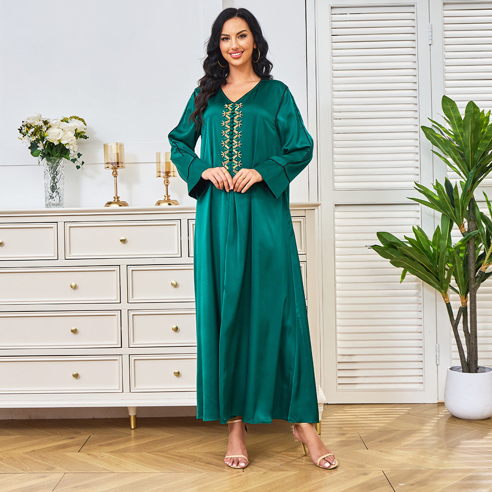 V-neck long sleeved loose dress