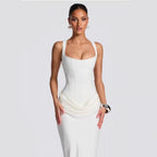 Boned Strapless Satin Evening Gown for Women, Fitted