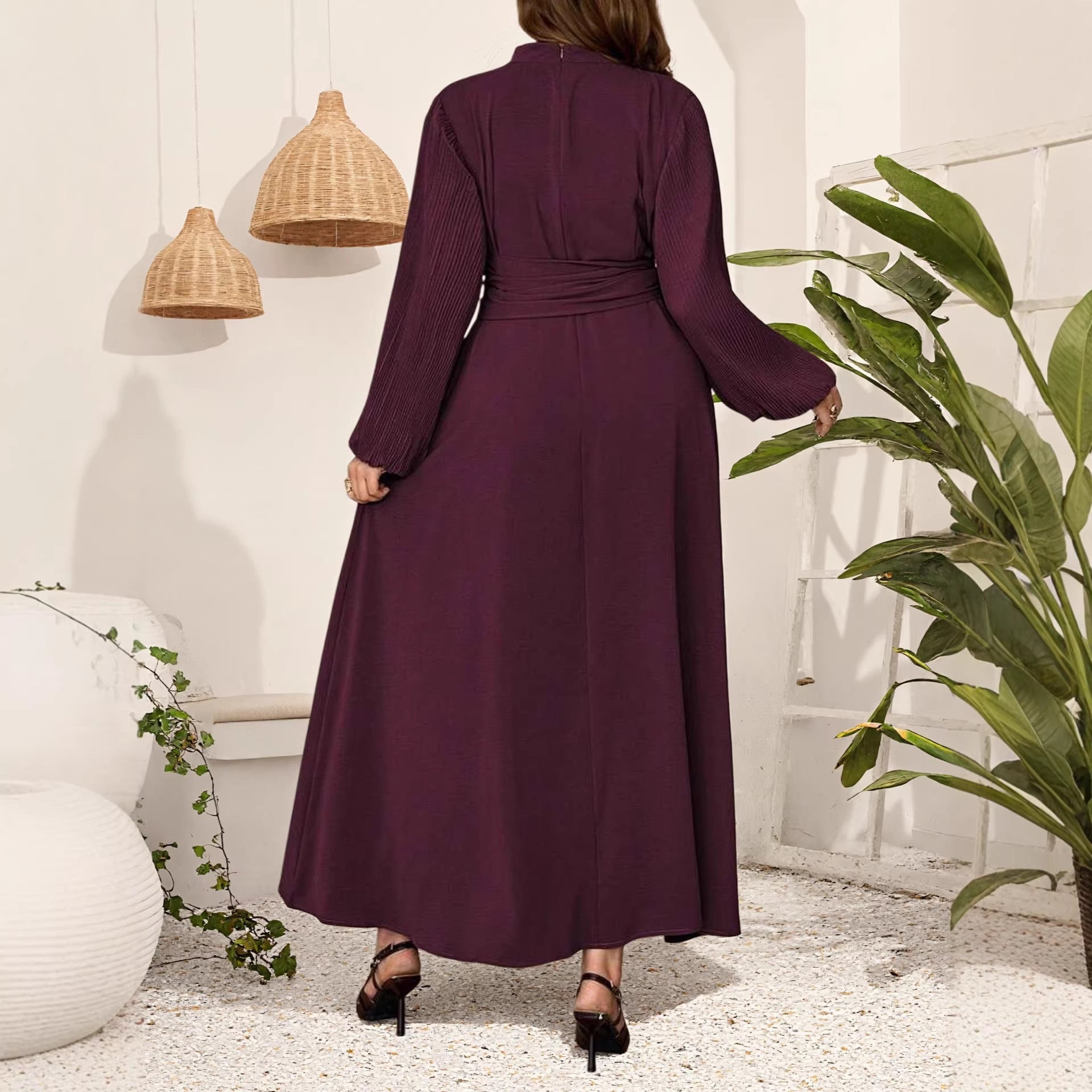 Lydia-Pleated-Sleeve Maxi Dress Secondary image