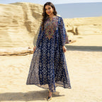 Mesh Embroidered Patchwork Maxi Dress