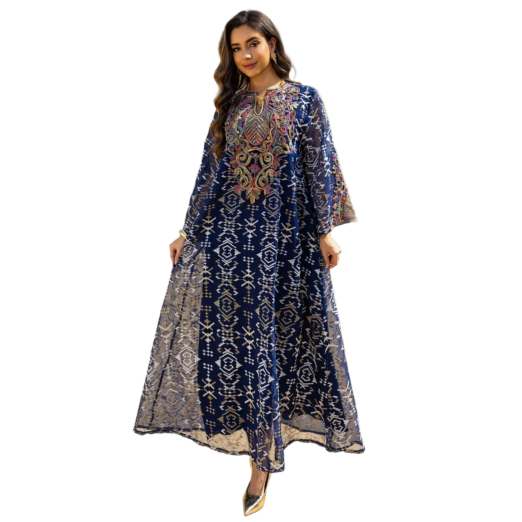 Mesh Patchwork Maxi Dress