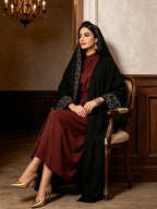 Black Embroidered Robe Dress