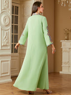 Pearl Embroidered Robe Maxi Dress