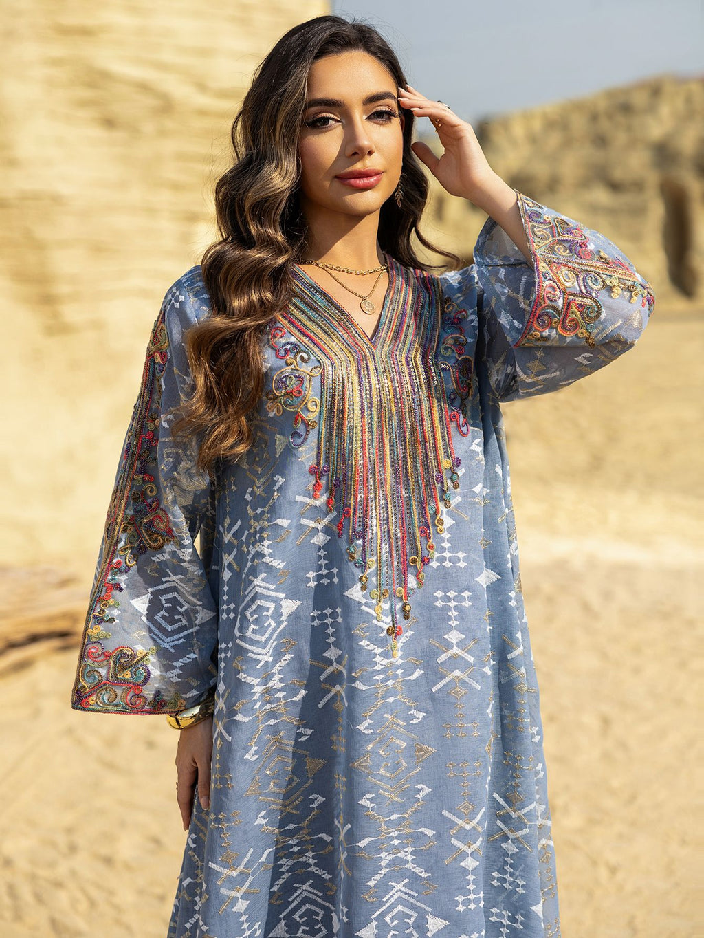 Embroidered Applique Maxi Dress