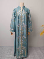 Floral Embroidered V-Neck Maxi Dress