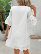 White Eyelet Midi Dress