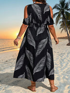 Plus-Size Bohemian Slit Maxi Dress