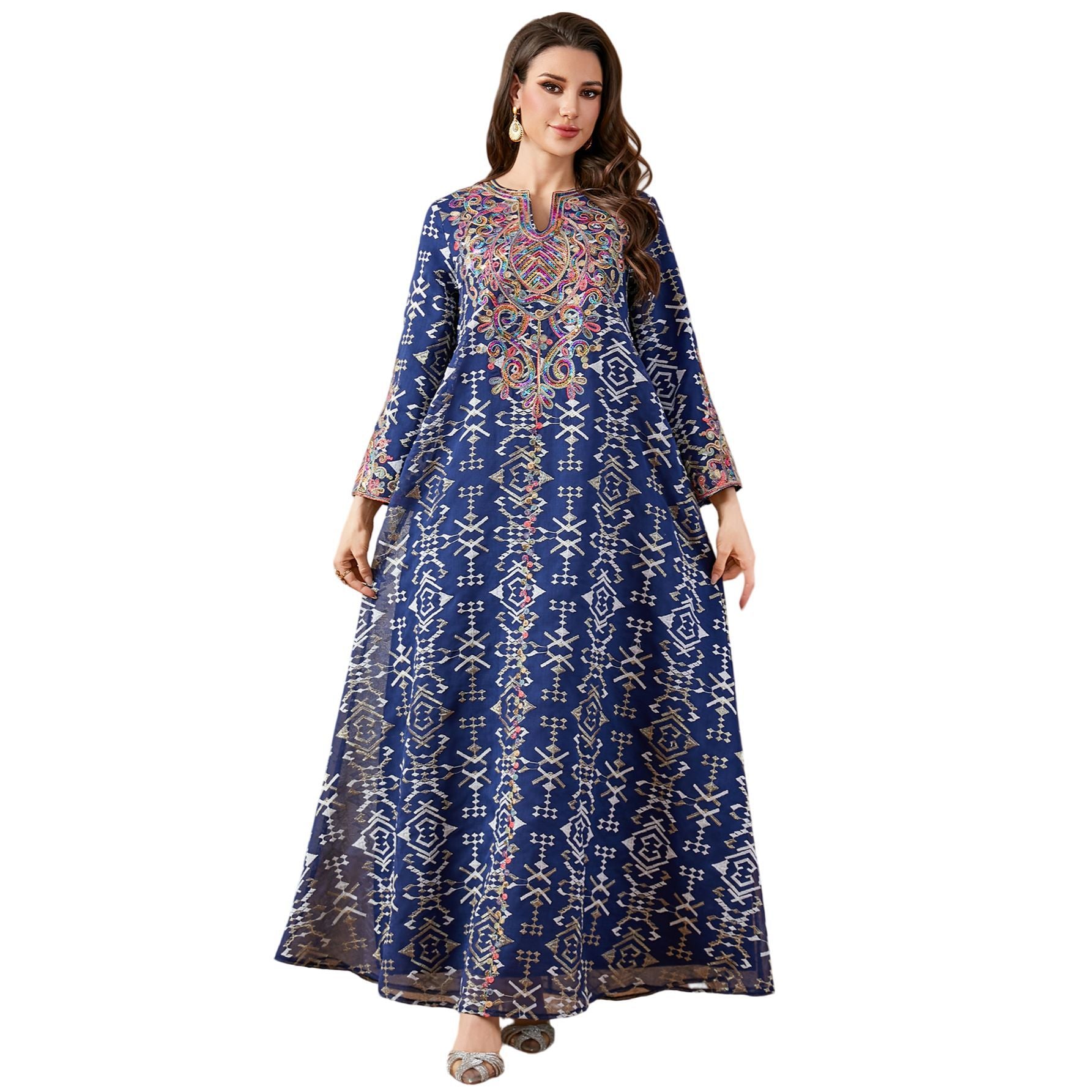 Royal Blue Rope-Embroidered Maxi Dress Main image