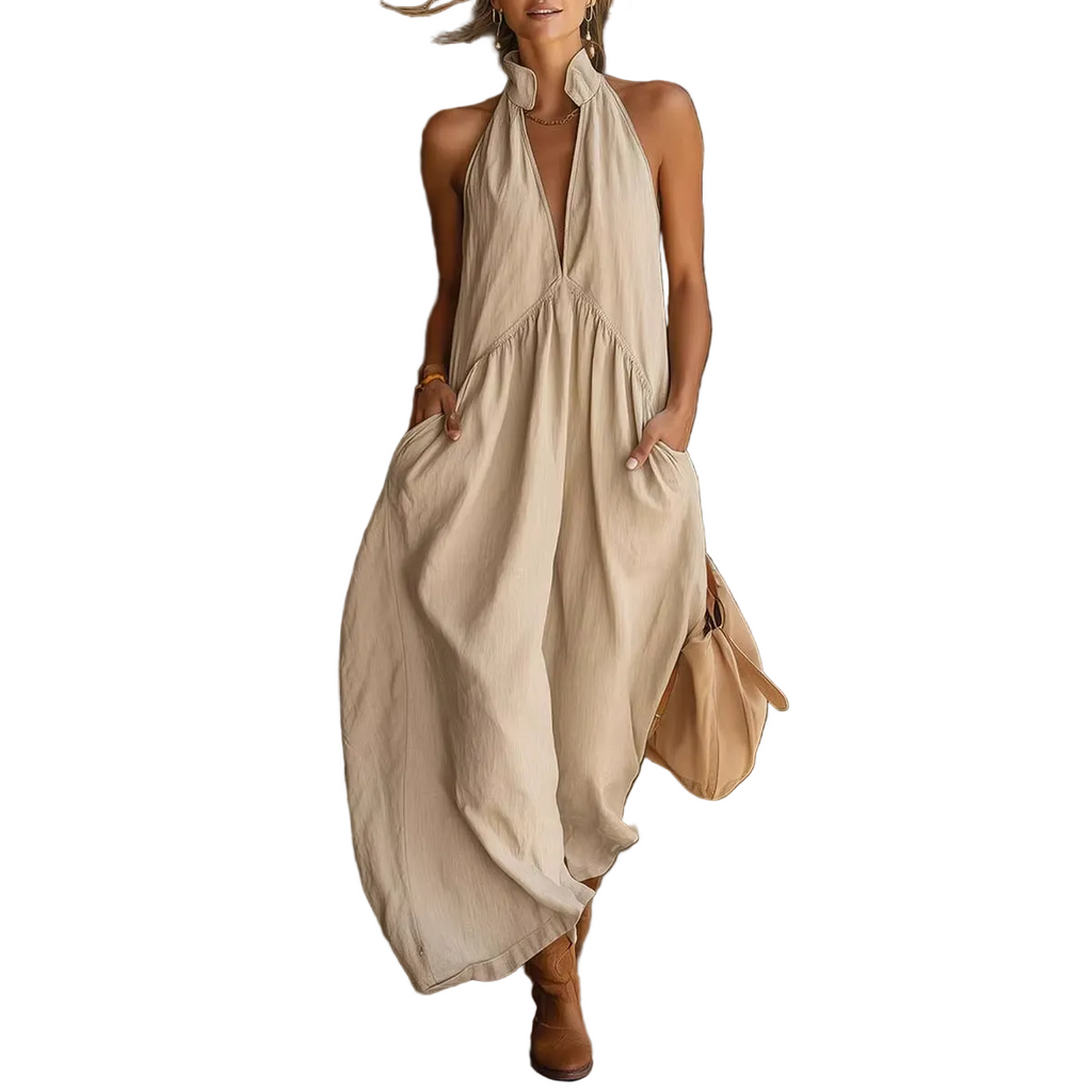 Sleeveless Stand-Collar Maxi Dress for women