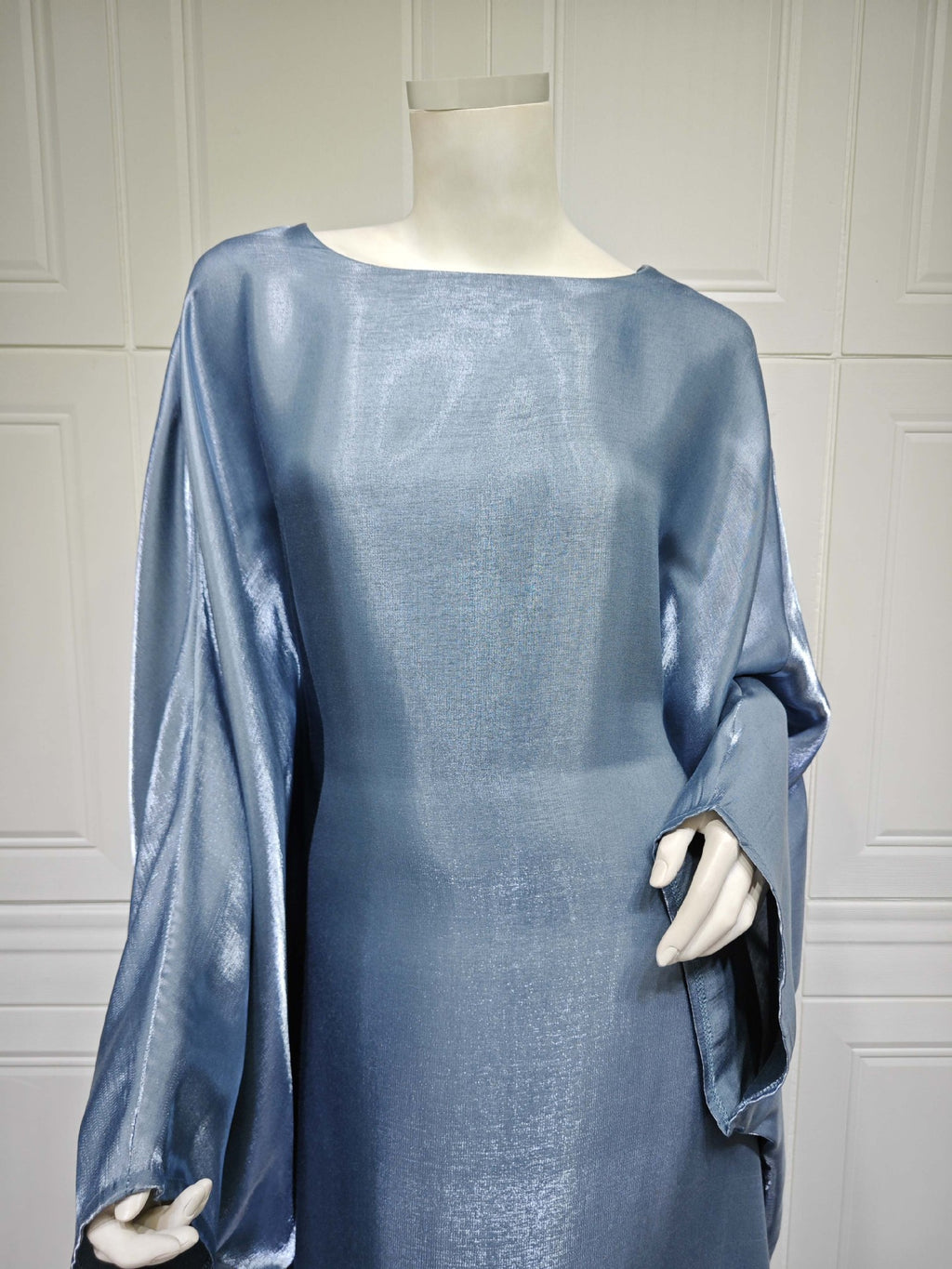 Shiny Satin Belted Maxi Dress