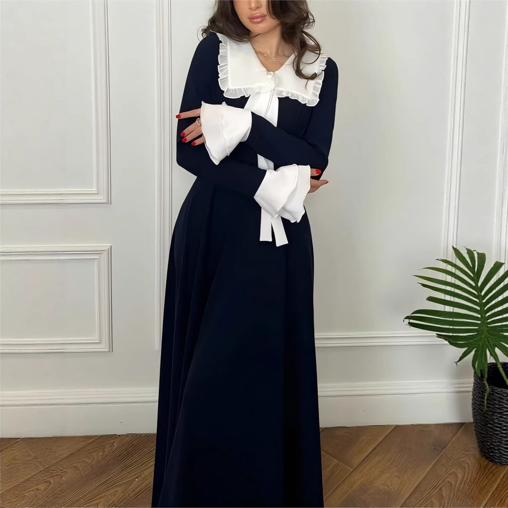 Sweetheart Peter Pan Collar Flared-Sleeve Maxi Dress for Women