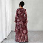 Floral Chiffon Maxi Dress, Plus Size