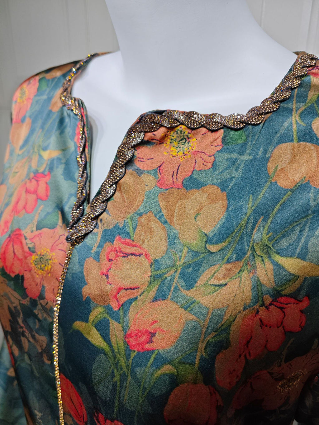 Printed Rhinestone Maxi Dress