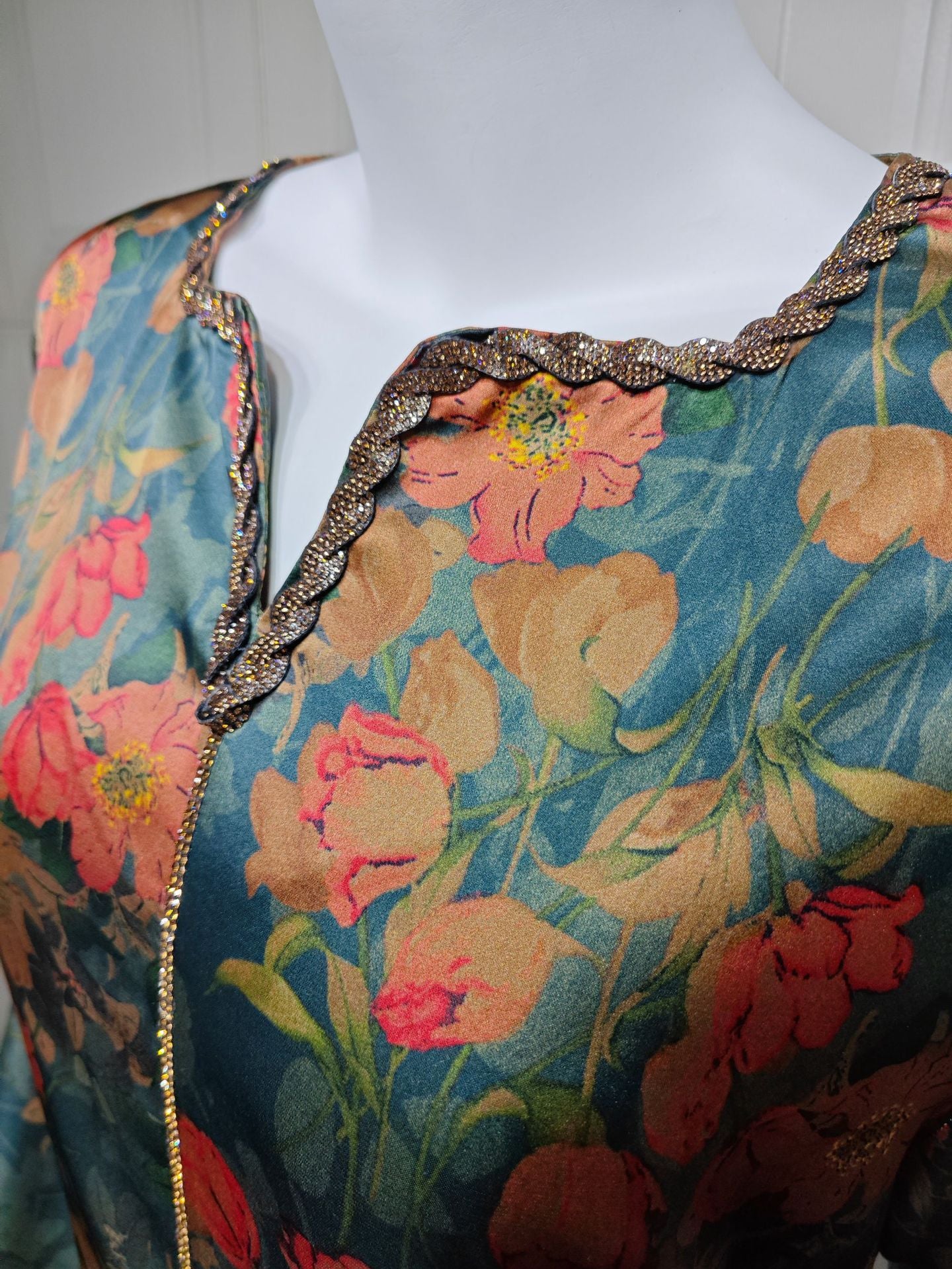 Printed Rhinestone Maxi Dress