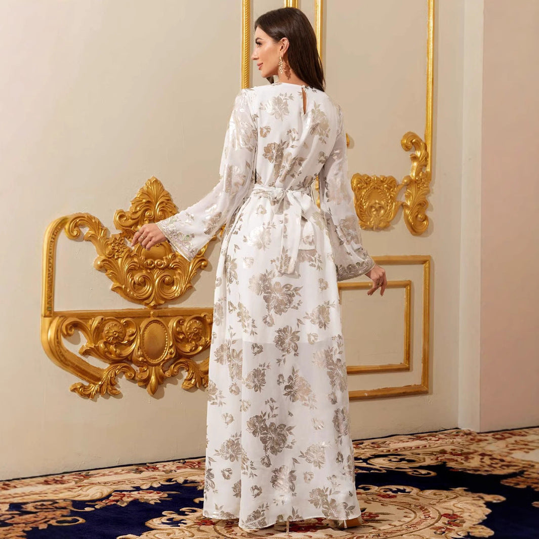 White Lace Chiffon Maxi Dress