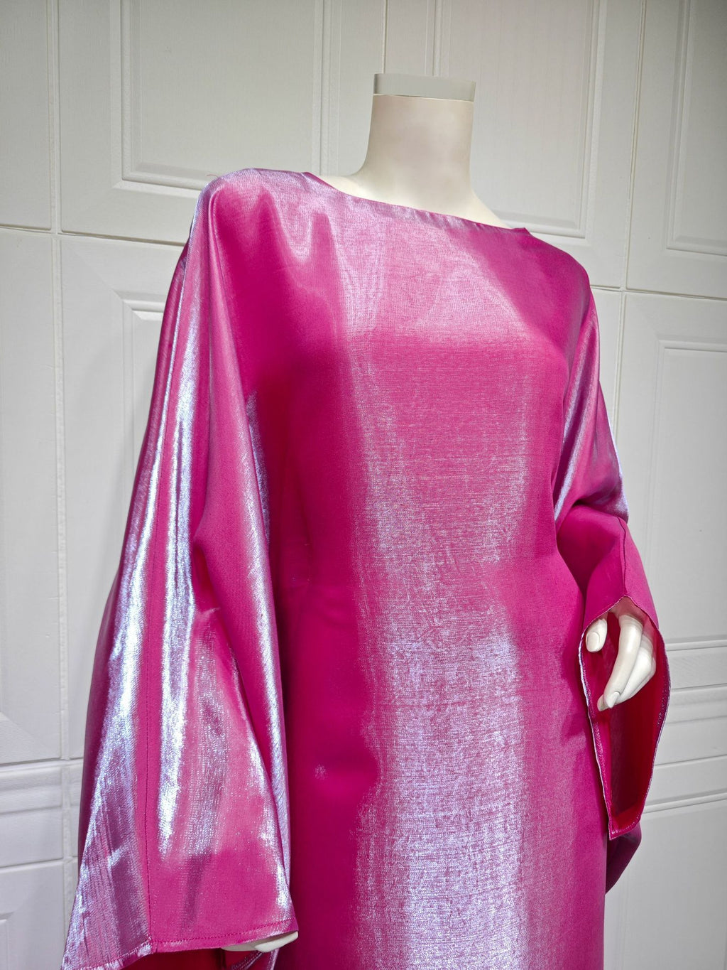 Shiny Satin Belted Maxi Dress