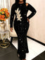 Sequin Round-Neck Maxi Dress