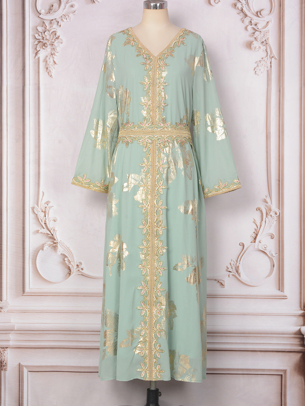 V-neck long sleeved dress