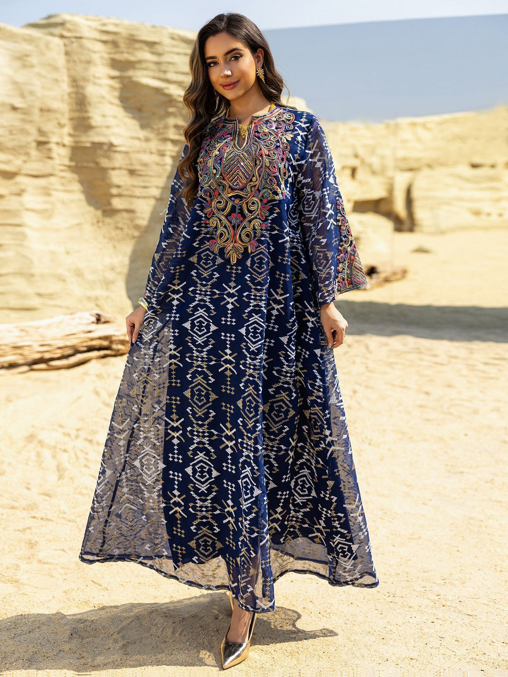 Mesh Patchwork Maxi Dress