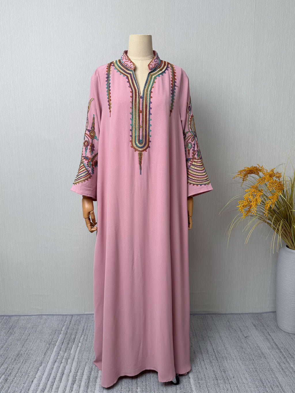 Embroidered Robe Dress