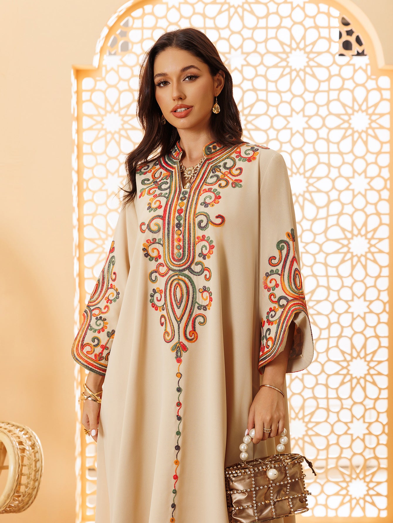 Embroidered Pullover Maxi Dress