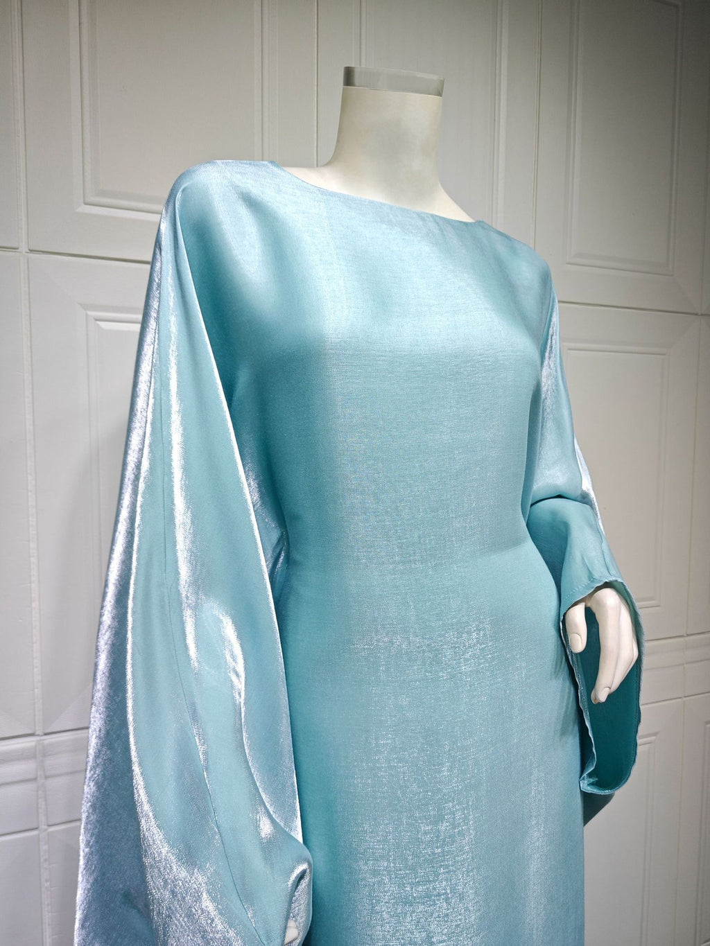 Shiny Satin Belted Maxi Dress