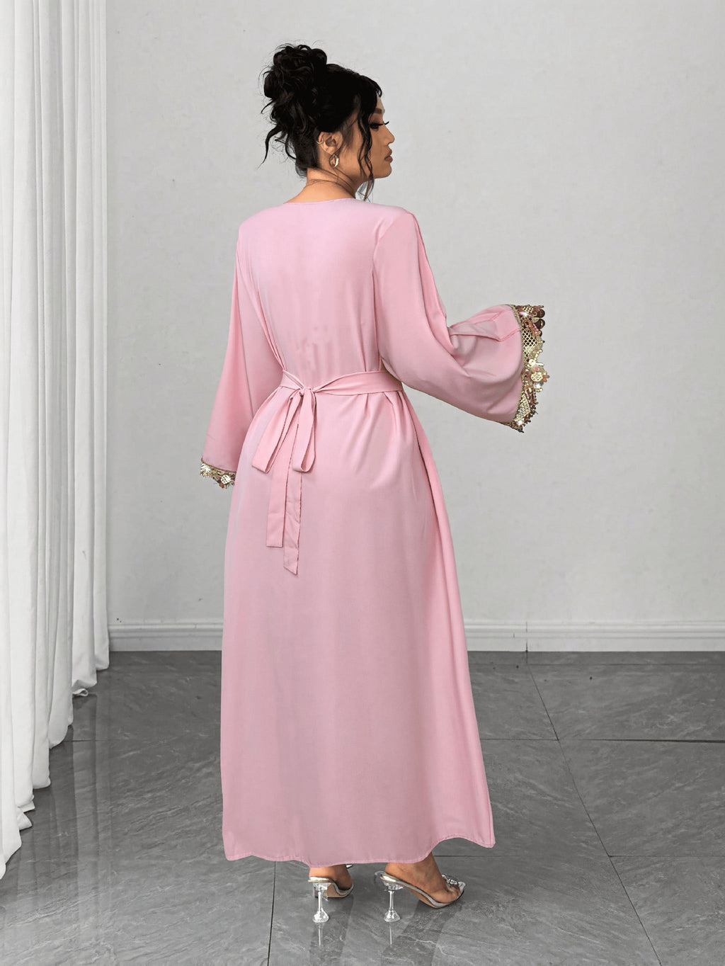 women's embroidered maxi dress in a modest covered style