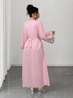 women's embroidered maxi dress in a modest covered style