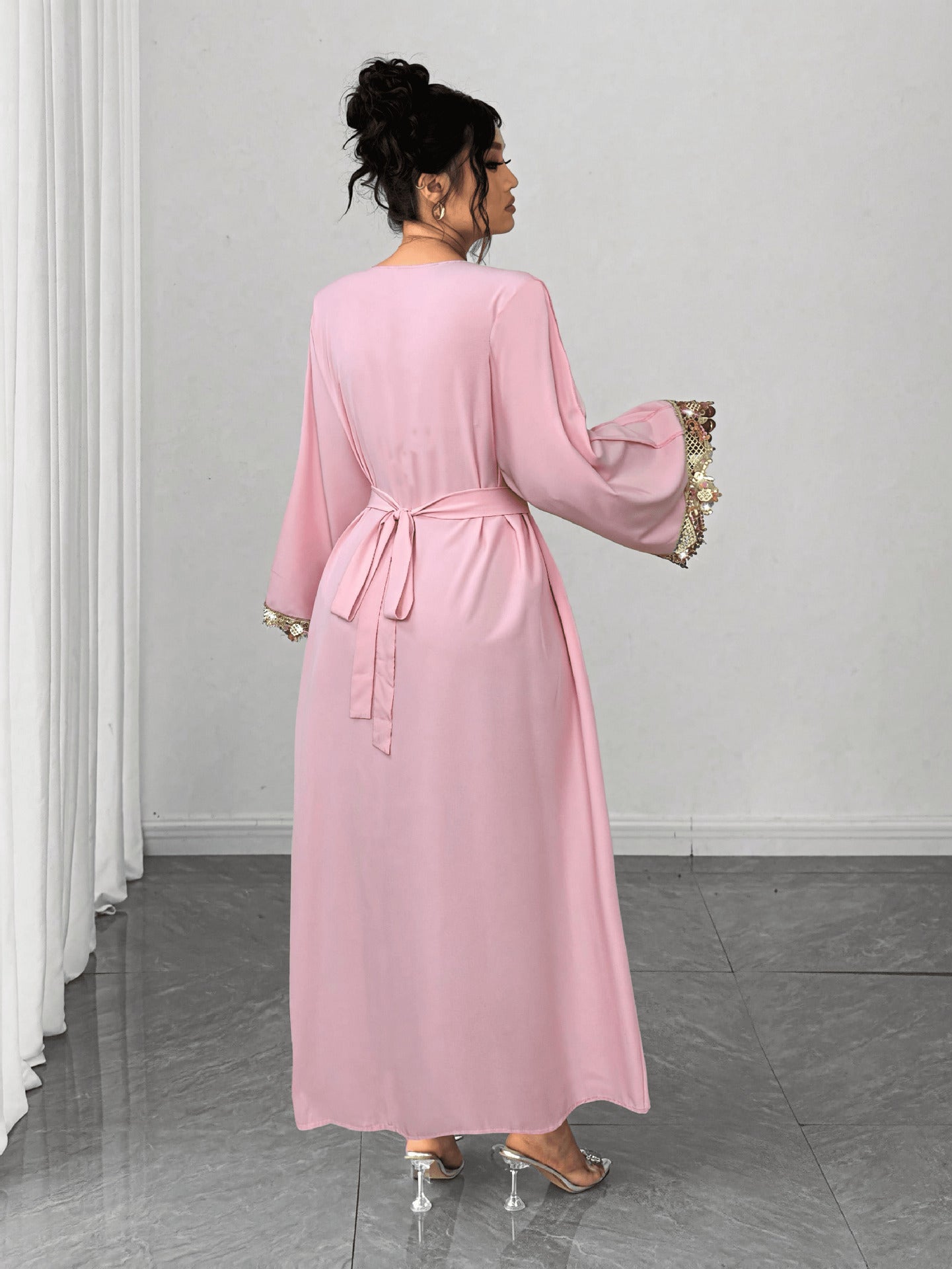 women's embroidered maxi dress in a modest covered style