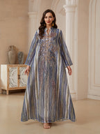 Mesh Sequin Embroidered Maxi Dress