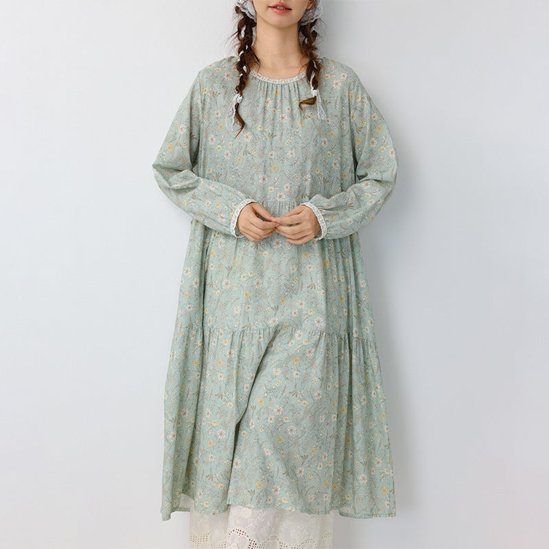 Printed Long Sleeve Relaxed Maxi Dress for Women