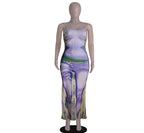 Printed Backless Maxi Dress
