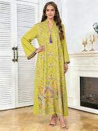 V-Neck Tassel Long-Sleeve Maxi Dress