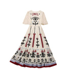 Embroidered Mesh High-Waist Midi Dress for Women