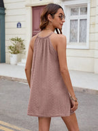 Eyelet sleeveless mini dress, feminine summer dress by Vilmere