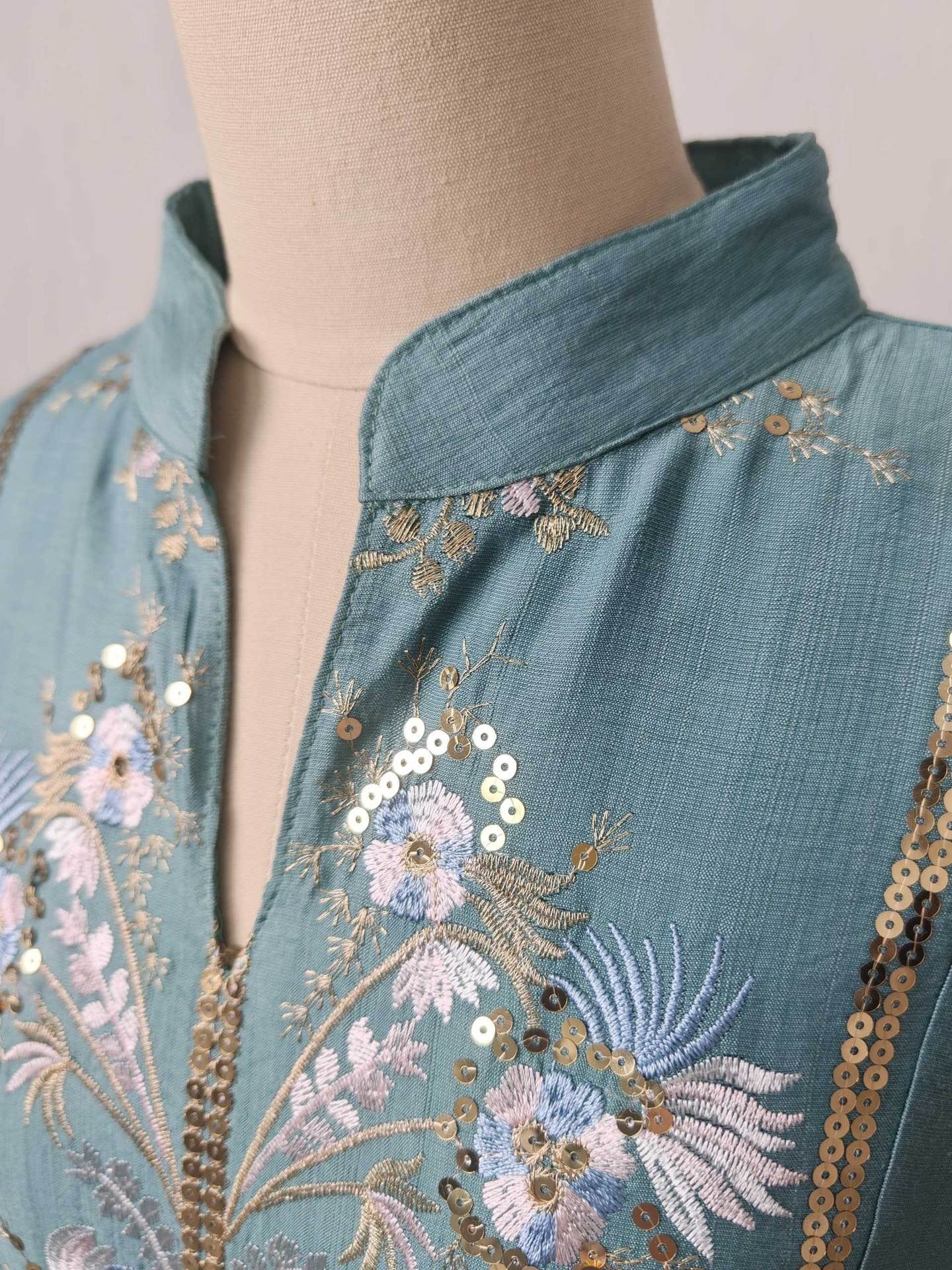 Floral Embroidered V-Neck Maxi Dress