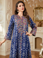 Royal Blue Embroidered Maxi Dress