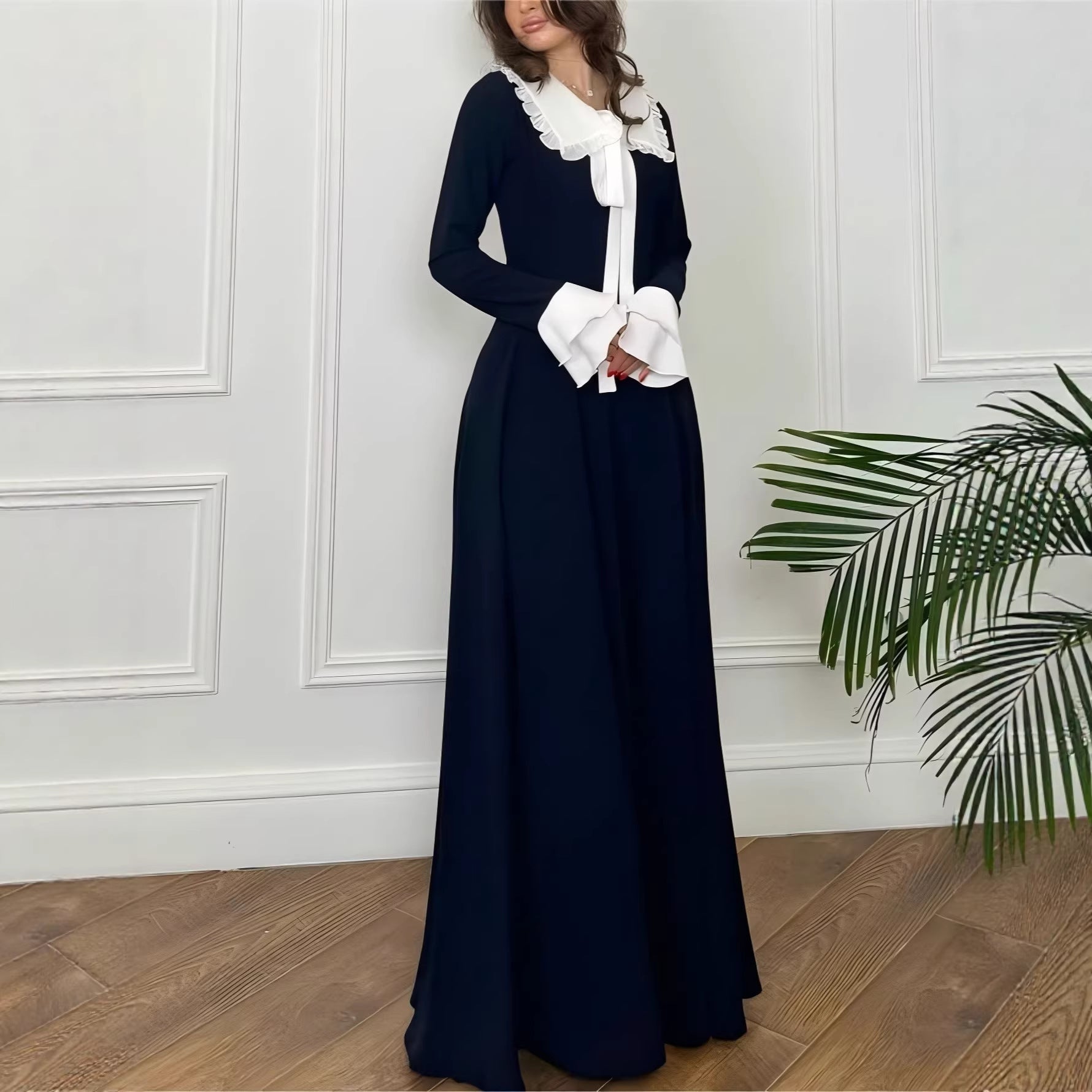 Sweetheart Peter Pan Collar Flared-Sleeve Maxi Dress for Women